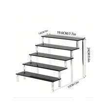 1 pieza Estantería de exhibición de acrílico transparente/negra de varios niveles, de forma trapezoidal de alta gama, para cosméticos como perfumes, lápices labiales, polvos, BB cream, cuidado de la piel, organización de oficina, almacenamiento de figuras de modelos, decoración del hogar, adecuada para el hogar, la tienda, el mostrador, exhibición de joyas - Multicolor - Ver 8