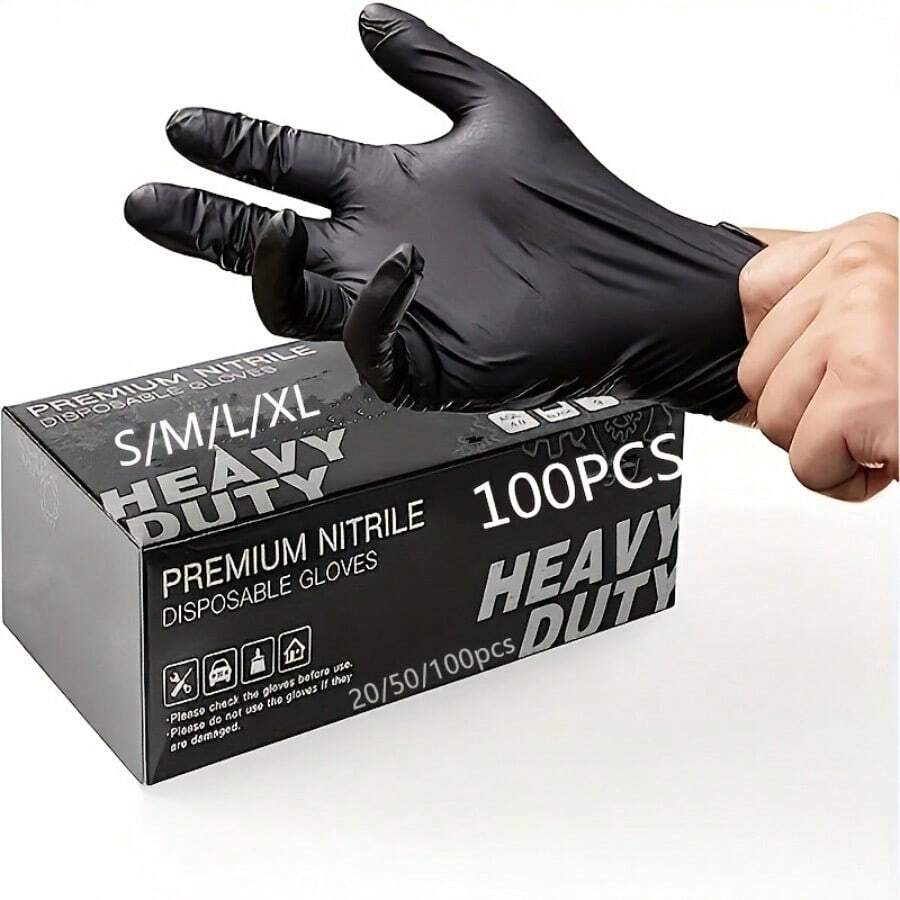 Nitrile Disposable Gloves-Latex Free, Non Rubber Gloves For Cleaning, Cooking, Food Prepping (Black/6 Mil/100-Ct Box) Christmas Ready Home Cleaning Kitchen Cleaning Party Cleaning
