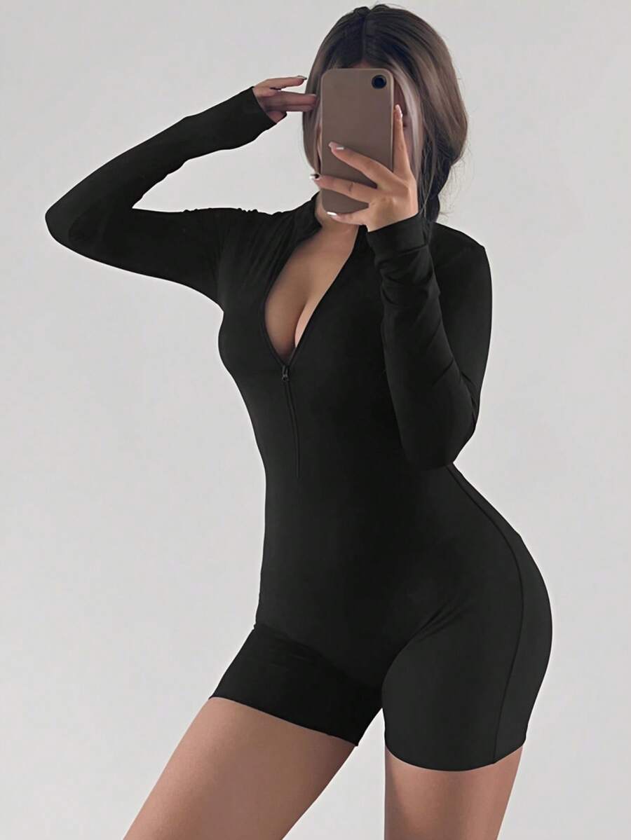 Women Unitards - 黑色 - 查看 1