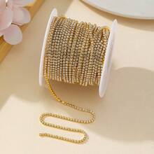 1 Roll 6.5# 2mm 400cm Super Sparkling Rhinestone Chain, Nail Art Decoration Chain, DIY Decoration Chain, Diamond Chain - Black and White - View 13