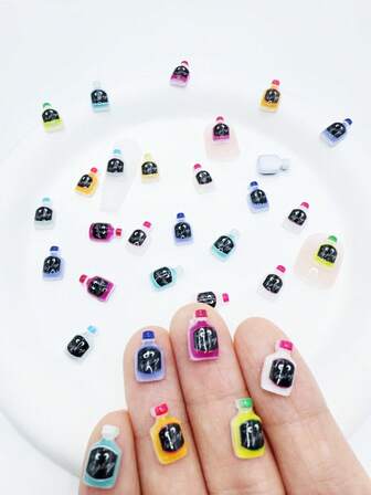 20颗6.5-11毫米可爱迷你卡哇伊DIY树脂卡通糖果瓶剪贴簿平底凸面宝石女士女孩美甲切片饰品美甲装饰艺术珠宝配件