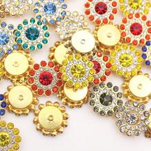 50颗/包，金色底座，14毫米（0.551英寸）花朵圆形闪亮水晶水钻 DIY 平底胶粘式耀眼缝纫珠子水钻，用于装饰衣服、包包、鞋子。 - 彩色 - 查看 9