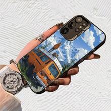 Camper con montañas nevadas Impresión UV para iPhone 11/12/13/14/15/16 Plus/17 Pro Max (Regalos de Navidad seleccionados, regalos por el Día Nacional, regalos por el Día de la Independencia, regalos de San Valentín, regalos de cumpleaños, sorpresa - Negro transparente - Ver 2