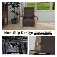 Recliner Chair Slipcover Reversible Sofa Cover Water Resistant Couch Cover Furniture Protector With Elastic Straps For Pets Dog Recliner 22 Inch, Chocolate/Beige - Multiwarna 1960 - View 2