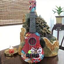 1件/中国龙涂鸦迷你尤克里里 - ABS树脂4弦吉他，适合初学者演奏的乐器及教育音乐礼物，附赠教程和拨片（小巧轻便） - 多色款式隨機 - 查看 9