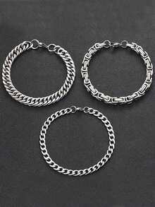 男士不锈钢简约时尚链条手链，日常佩戴手链