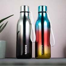 BJPKPK - Botellas de agua aisladas, botella de agua de metal de acero inoxidable de con correa, sin , termo a prueba de fugas, tazas, frascos, botella de agua reutilizable para la escuela,(18 onzas Azul (Blue Lagoon)) - Multicolor - Ver 4