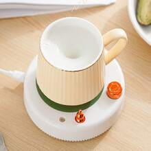 二合一 USB 供电磁力搅拌加热杯垫，55°C 恒温控制，自动磁力搅拌，USB 供电，小巧设计，适用于咖啡和茶