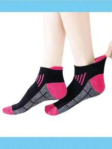 6 Colors And 6 Pairs Of Women's And Men's Ankle Socks, Lifting Ear Sports Socks, Soft And Cushioned Running Socks, Moisture Wicking, Checkered Socks, Light Mouth Short Tube Socks, Black And White Boat Socks, Lifting Ear Sports Socks, Checkered Pattern Pattern - Nhiều màu - Xem 6