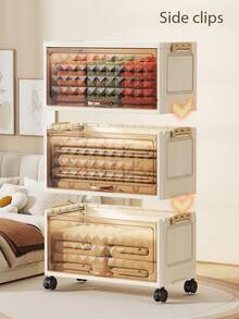 1pc 50cm/19.6in Wide Plastic Storage Cabinet, Flip-Top Foldable Storage Box, Wardrobe Organizer Box, Kitchen & Dining Utensil Cabinet, Kitchen Storage Rack, Living Room Toy Cabinet, Slim Gap Organizer, Kitchen Slim Storage Cabinet, Christmas & Halloween Gift, Portable Clothes Cabinet, Under Bed Storage