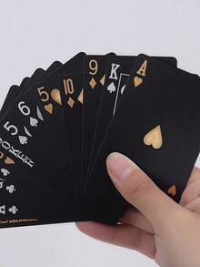 1pack Waterproof & Flexible Playing Cards With Box, Cool Design Great For Parties, Games, Gifting And Celebrations,Black Card,Gifting>Black,Palying Cards - Multicolor - View 1