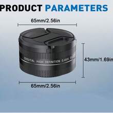 Lente de conversión gran angular y macro 2 en 1 de 52 mm, lente telefoto de vidrio óptico profesional, compatible con cámaras Canon, Nikon, con montura de 52 mm - Negro - Ver 3