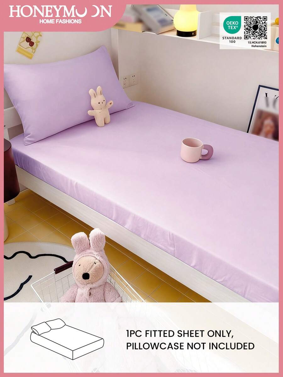 1 bộ ga trải giường mềm mại và thoải mái, màu trơn, độ sâu 9,84 inch/25cm - Ít gây dị ứng, có thể giặt máy, phù hợp cho ký túc xá và phòng khách (không bao gồm vỏ gối), bộ đồ giường, ký túc xá, màu sắc tươi sáng, đạt chứng nhận Oeko-Tex. - Màu Lilac Tím - Xem 1
