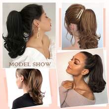 16英寸夹式马尾辫接发，女士卷曲波浪马尾辫接发，适用于各种场合，轻盈防滑。 - 彩色 - 查看 9