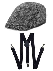 D EXCEED 2/4/5/8 Pcs 1920s Men's Berets, Ties, Bowties & Suspenders, Retro Gatsby Costume Accessories For Cosplay, Halloween, Roaring 20s Dinners & Themed Parties - Multicolor - View 24