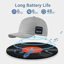 1PC/2PCS Wireless Bluetooth Baseball Cap With Wireless Speaker Adjustable, Rechargeable Speaker Hat, Smart Speakerphone Cap Built-In Microphone For Outdoor Sports, Cable-Free Exercise Headwear - 淺灰色 - 查看 4