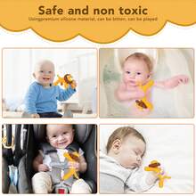 Mordedores para bebés con forma de león, lavables, de silicona suave. Juguetes masticables para bebés recién nacidos, para el entrenamiento de la motricidad oral - Amarillo - Ver 2