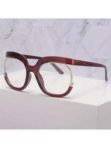 1PC Women's Fashion Eyeglass Frame Personality Half Frame Eyeglass Frame Non-Prescription Glasses - Họa tiết da báo - Xem 6