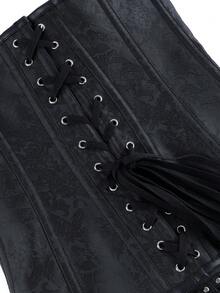 Áo nịt ngực Steampunk Gothic không dây khóa cài định hình bodysuit có xương bó sát cổ điển ôm sát dành cho nữ, áo nịt eo dự tiệc - màu đen - Xem 6