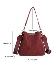 Túi đeo chéo họa tiết da báo PU đa năng thời trang mới, túi đeo vai nữ dây rộng chất lượng cao phong cách cổ điển, thích hợp cho công việc, hẹn hò, mua sắm, sử dụng hàng ngày - Màu Đỏ Sâu - Xem 12