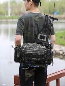 1pc Large Outdoor Fishing Tackle Box, Hunting Storage Bag, Multi-Layer Storage, Suitable For Fishing, Hunting Storage, Durable And Wear-Resistant, Can Store Fishing Rods