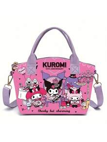 1pc Cute Pastel PU Crossbody Bag, Zipper Closure - Large Capacity Wallet, Decorated With Heart & Cartoon Patterns - Pink, Blue, Purple, Black, White - Fashionable & Practical, Suitable For Girls & Teenagers Daily Use - Durable Lining & Golden Hardware - Sanrio Official Licensed, High-Quality Girls Designer Bag, Luxury Girls Purse