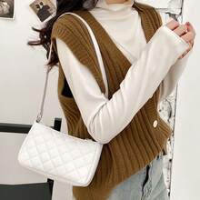 Bolso de hombro mini de mujer con diseño de rombos bordado, bolso de mano de alta gama con diseño de nicho francés y versátil - Multicolor - Ver 4