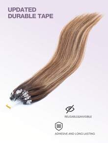 Micro Loop Hair Extensions Micro Bead Hair Extensions Nature Black 14-22inch Straight Micro Link Real Human Hair Hair Extensions Invisible Beads Thick Micro Ring Hair Extensions Halloween Costumes - SP4/24 - View 5