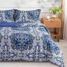 Queen Comforter Set Boho Printed Beding Comforter Blue Flower Bed In A Bag Comforter Lightweight Microfiber Down Alternative Comforter For All Seasons Breathable Soft Fluffy - BlueFlower - View 2