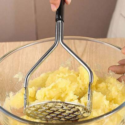 Bộ cối và chày bằng thép không gỉ cải tiến, 1 món, thích hợp cho khoai tây, đậu và rau củ; máy xay thực phẩm cầm tay, dụng cụ nghiền khoai tây nhà bếp; máy ép tỏi và máy chiết xuất tỏi nghiền thủ công, đồ dùng gia đình và nhà bếp, quà tặng cho nam giới, đồ dùng cho tiệc cưới và năm mới.
