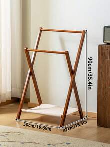 1 pièce Porte-vêtements pliable et compact en bambou pour usage domestique, porte-serviettes, porte-manteau multifonction, étagère de rangement, penderie autoportante, solution de rangement multifonctionnelle pour la chambre à coucher et le salon, conception sans bavure pour protéger les vêtements, étagère à chaussures et étagère de rangement simple