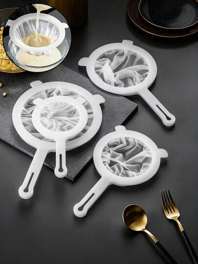 Passoire alimentaire, passoire alimentaire à double poignée - passoire en maille de nylon fine, convenant au lait de soja, au café et aux jus. Un accessoire de cuisine essentiel, un outil de cuisine indispensable, un cadeau idéal pour les cuisiniers à domicile, un assistant de rangement de cuisine gain de place, et un choix de cadeau de cuisine de Noël.