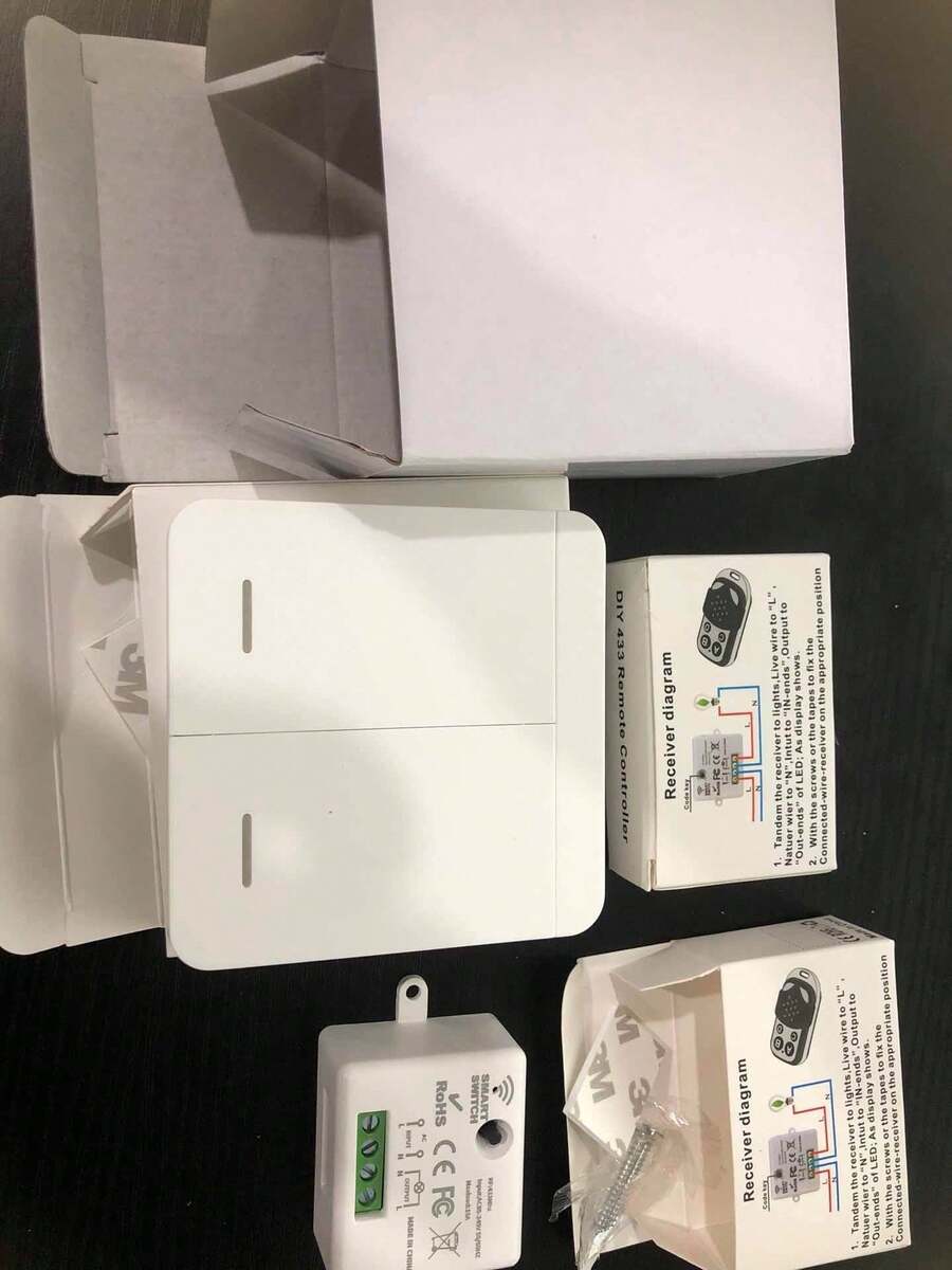 Interruptor 2 Teclas Sem Fio Remoto + 2 Modulos Rf - Branco - Visão 1