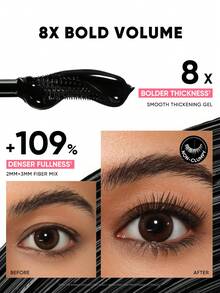 JUDYDOLL NO-DROOPING VOLUME MASCARA BLACK, Smudge-Proof, Waterproof, Sweat-Resistant Mascara With Volumizing & Curling Effect, Fine Brush Separates Lashes Perfectly, Suitable For Daily, Commute, Date, Workout, Long-Lasting, Easy To Remove - 01 Black - View 4