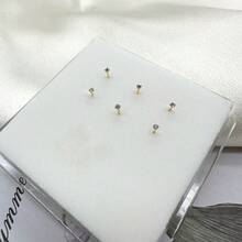 6pcs 1.5mm Rhinestone L-Shape Nose/Ear Studs 925 Sterling Silver Body Piercing Nose Pins, Suitable For Women/Girlfriend