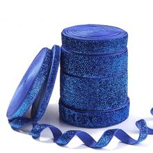 7-38mm 1 捲深藍色亮片天鵝絨緞帶，適用於聖誕禮物包裝、節日裝飾、彩色洋蔥天鵝絨亮片織帶 - 深藍色 - 查看 8