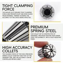 ER16 夹头 ER 夹头卡盘 精密 1mm-13mm 弹簧，适用于 CNC 铣床刀架、雕刻机主轴电机 11 件装 - 銀色 - 查看 3