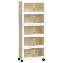 Organizador Plegable de 5 Niveles, Caja de Almacenamiento de Plástico, Armario Portátil, Cajón de Almacenamiento Apilable con Ruedas, Ideal para Dormitorio, Salón, Oficina, Cocina, Ahorra Espacio, Almacenamiento Práctico - Estante de Almacenamiento Práctico, Almacenamiento Bajo Cama, Caja de Almacenamiento con Ruedas, Organizador de Cocina y Almacenamiento, Caja de Almacenamiento de Plástico con Ruedas para Chef, Estante Plegable con Ruedas, Jaula de Almacenamiento Grande - Blanco - Ver 8