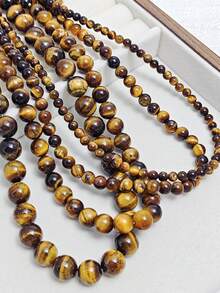 1pc 美拉德风格天然石项链（项链）法式复古天然虎眼石项链秋冬新款毛衣链潮流时尚锁骨链适合女性/情侣/女生日常/聚会/约会/逛街佩戴招财避邪，增强自信能量宝石