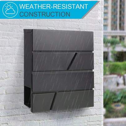Mailboxes With Keys,Outdoor Wall Mounted Mail Box With Large Capacity,14 3/10&Quot; X 4 1/10&Quot; X 13&Quot;, Black