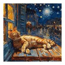 1/2pcs 5D DIY Diamond Painting Kit - Sleeping Cat, Round Diamond Art Embroidery Canvas Wall Decor, Frameless Full Drill Craft, Perfect Gift, 30x40cm/12x16in - Multicolor - View 2