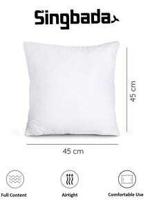 100% Micro Polyester Throw Pillow – 45*45cm – 400g – Made In Turkey – Soft & Durable Cushion - White - View 2