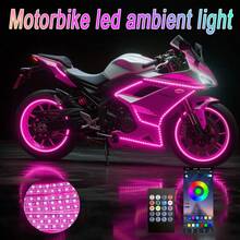 6-In-1 Motorcycle Modification Decoration Kit, 12V Hard Wiring Installation, RGB Music Synchronization Mode Cool Atmosphere Effect, Holiday Party Atmosphere Decoration Supplies, Dedicated To Cool Motorcycles, Wireless APP/Remote Control. - tow 6 LED light - 查看 1