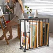Mobile Art Drying Rack With Wheels, 2+6 Compartments Paint Drying Rack With Desktops Design, Art Canvas Storage Trolley For Painting Storage And Art Pieces Display - Black - View 5