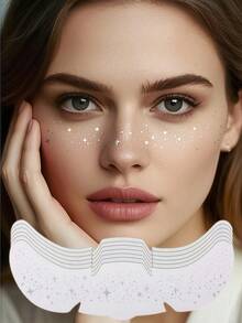 6pcs Sparkle Freckles Glitter Freckles Sliver Face Glitter Tattoo For Women Waterproof Temporary Tattoos Adult Cute Makeup Patches For Party Dating Valentine Day Party - Silver - View 8