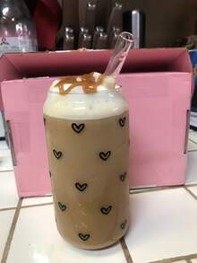 Heart-Shaped Glass Straw Cup, Large Capacity Straw Water Bottle, Suitable For Juice, Coffee, Matcha, Milk And Other Straw Drinkware - Multicolor - View 6