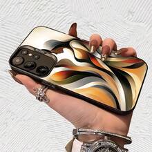 Diseño abstracto de mujer con ondas Impresión UV para iPhone 11/12/13/14/15/16 Plus/17 Pro Max (Regalos de Navidad seleccionados, regalos por el Día Nacional, regalos por el Día de la Independencia, regalos de San Valentín, regalos de cumpleaños, - Negro transparente - Ver 3