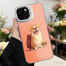 Funda para telefono con diseño de perro corgi color coral con estampado de perro con mochila y hamburguesa para uso diario y regalo Aplicable a los teléfonos de la serie Apple y Galaxy - Blanco - Ver 2