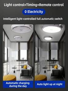 太阳能LED吸顶灯，室内卧室走廊花园照明，带遥控器、可调光、定时功能，太阳能吸顶灯 - 吸頂燈 - 查看 7