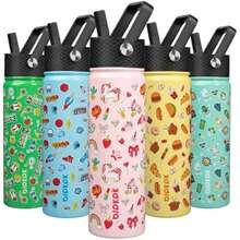 BJPKPK Botella de agua aislada con tapa de popote, , acero inoxidable 18/8, a prueba de fugas, Frío las 24 horas, Caliente 12 horas, Termo, botella de agua(22 onzas unicornio.) - Multicolor - Ver 1